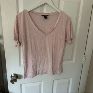Light Pink V-Neck Short Sleeve Shirt